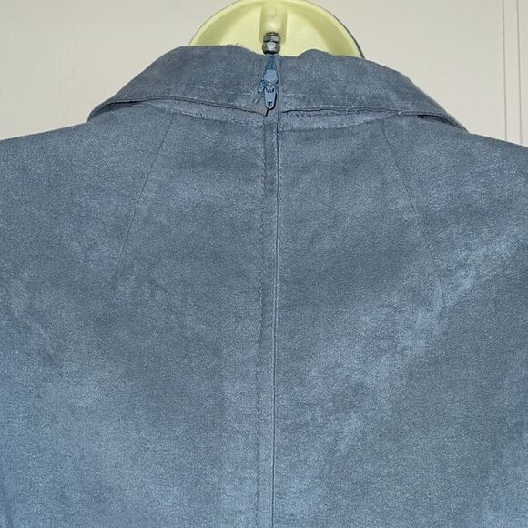 Vtg 70s Gino Rossi light blue ultra suede midi dress with 3/4 sleeves - Picture 7 of 11